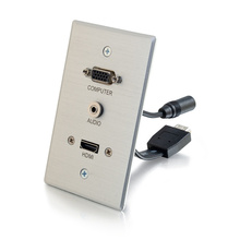 HDMI, VGA + 3.5mm Pass Through Single Gang Wall Plate - Aluminum HDMI, VGA + 3.5mm Pass Through Single Gang Wall Plate - Aluminum