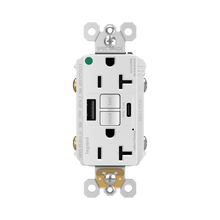 radiant® Hospital Grade GFCI USB Outlet with SafeLock® Protection, Type A/C, 20A, Tamper-Resistant, White