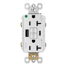 radiant® Hospital Grade GFCI USB Outlet with SafeLock® Protection, Type A/C, 20A, Tamper-Resistant, White radiant® Hospital Grade GFCI USB Outlet with SafeLock® Protection, Type A/C, 20A, Tamper-Resistant, White