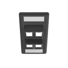 SINGLE GANG HDJ ANGLED FACEPLATE, 4 PORT, BLACK