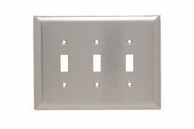 Jumbo 3-Gang 302/304 Stainless Steel Wall Plate, Toggle Switch Openings Jumbo 3-Gang 302/304 Stainless Steel Wall Plate, Toggle Switch Openings