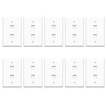1-Gang, 2-Port Oversized Wall Plate, White, 10-Pack 1-Gang, 2-Port Oversized Wall Plate, White, 10-Pack