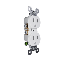 TradeMaster® 15A 125V Tamper-Resistant External Pressure Plated Duplex Receptacle, White TradeMaster® 15A 125V Tamper-Resistant External Pressure Plated Duplex Receptacle, White