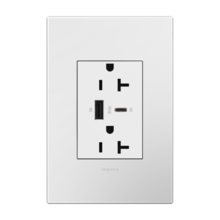 adorne® 15W USB Outlet, Type A/C, 20A, Tamper-Resistant, Plus-Size, White