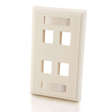 Four Port Keystone Single Gang Wall Plate - White Four Port Keystone Single Gang Wall Plate - White
