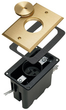 Tamper-Resistant Floor Box Assembly - One Gang for Wood Sub-Floors, Brass Tamper-Resistant Floor Box Assembly - One Gang for Wood Sub-Floors, Brass