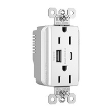 PlugTail® 3.1A Spec Grade USB Outlet, Type A/C, 15A, Tamper-Resistant, White PlugTail® 3.1A Spec Grade USB Outlet, Type A/C, 15A, Tamper-Resistant, White