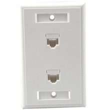 Two Port Cat5E RJ45 Configured Single Gang Wall Plate - White Two Port Cat5E RJ45 Configured Single Gang Wall Plate - White
