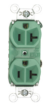 20A 125V Hard Use Spec-Grade Duplex Receptacle, Back and Side Wire, Green