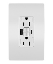 radiant® Weather-Resistant GFCI USB Outlet with SafeLock® Protection, Type A/C, 15A, Tamper-Resistant, White radiant® Weather-Resistant GFCI USB Outlet with SafeLock® Protection, Type A/C, 15A, Tamper-Resistant, White