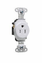 15A 125V Construction Spec-Grade Tamper-Resistant Single Receptacle, Back and Side Wire, White