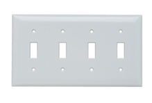 4-Gang Thermoset Wall Plate, 4 Toggle Switch Openings, White