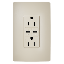 radiant 65W USB Outlet, Type C, 15A, Tamper-Resistant, Ivory