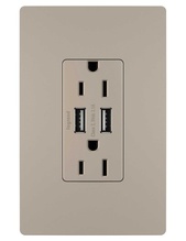 radiant® 3.1A USB Outlet, Type A, 15A, Tamper-Resistant, Nickel