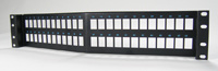 Rear load angled high density jack panel kit for Clarity 6A, 6 or 5E panel jacks, 48 Port Rear load angled high density jack panel kit for Clarity 6A, 6 or 5E panel jacks, 48 Port