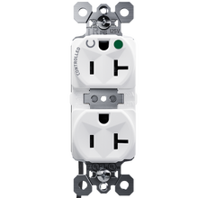 PlugTail® 20A 125V Hospital-Grade Tamper-Resistant Half Controlled Plugload Duplex Receptacle, Back and Side Wire, White