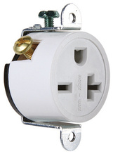 Discontinued - Short Strap Spec Grade Single Receptacle, Side Wire, 20A, 250V, White