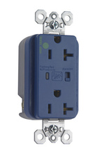 20A 125V Hospital-Grade Surge Protective Duplex Receptacle, Blue 20A 125V Hospital-Grade Surge Protective Duplex Receptacle, Blue