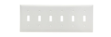 6-Gang Thermoset Wall Plate, 6 Toggle Switch Openings, White