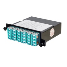 24-Fiber OM4 M4 Cassette With 6 LC Quad Adapters To 3 MPO F- Tier 4- Universal Polarity Flipped- Aqua