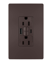radiant® GFCI USB Outlet with SafeLock® Protection, Type A/C, 15A, Tamper-Resistant, Dark Bronze C4