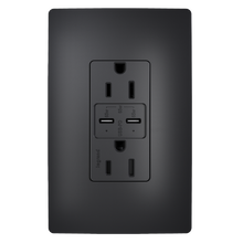 radiant 65W USB Outlet, Type C, 15A, Tamper-Resistant, Black
