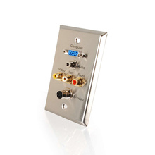 Discontinued - VGA, 3.5mm Audio, S-Video, Composite Video and RCA Stereo Audio Pass Through Single Gang Wall Plate - Stainless Steel