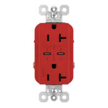 Spec Grade 30W USB Outlet, Type C, 20A, Tamper-Resistant, Red