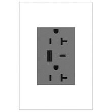 adorne® 15W USB Outlet, Type A/C, 20A, Tamper-Resistant, Plus-Size, Magnesium