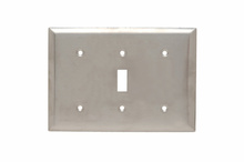 Combination Openings, 1 Blank, 1 Toggle Switch and 1 Blank, Three Gang, 302/304 Stainless Steel Combination Openings, 1 Blank, 1 Toggle Switch and 1 Blank, Three Gang, 302/304 Stainless Steel
