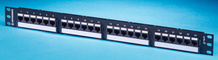 Category 6 24 Port TechChoice Flat Patch Panel, T568A/B, 1 RU Black