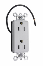 PlugTail® Decorator Split Circuit Spec Grade Receptacle, 15A, 125V, White PlugTail® Decorator Split Circuit Spec Grade Receptacle, 15A, 125V, White