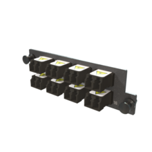 Infinium M4 HDFP Adapter Panel, 8 Keyed Front Non-Keyed Rear LC Duplex Adapters, 16 Fibers, Black