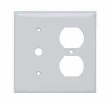 2-Gang Thermoset Wall Plate, 4 Telephone, 1 Duplex Receptacle, White 2-Gang Thermoset Wall Plate, 4 Telephone, 1 Duplex Receptacle, White