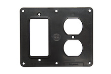 Industrial Grade 2-Gang 1 GFCI, 1 Duplex Portable Outlet Cover Plate, Black Industrial Grade 2-Gang 1 GFCI, 1 Duplex Portable Outlet Cover Plate, Black
