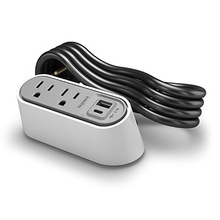 Desktop Power Center Slim, 2 Outlets, USB A/C, White, 6ft Cord Desktop Power Center Slim, 2 Outlets, USB A/C, White, 6ft Cord