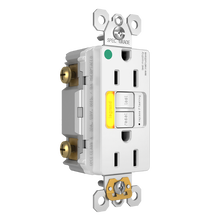 Hospital Grade Amber Power-Indicating LED Tamper-Resistant 15A Duplex Self-Test GFCI Receptacles with SafeLock® Protection, White Hospital Grade Amber Power-Indicating LED Tamper-Resistant 15A Duplex Self-Test GFCI Receptacles with SafeLock® Protection, White