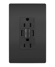 radiant® GFCI USB Outlet, Type A, 15A, Tamper-Resistant, Black