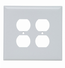 Jumbo 2-Gang Thermoset Wall Plate, 2 Duplex Receptacle Openings, White Jumbo 2-Gang Thermoset Wall Plate, 2 Duplex Receptacle Openings, White