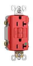 Hospital Grade Tamper-Resistant 20A Duplex Self-Test GFCI Receptacles with SafeLock® Protection, Red Hospital Grade Tamper-Resistant 20A Duplex Self-Test GFCI Receptacles with SafeLock® Protection, Red