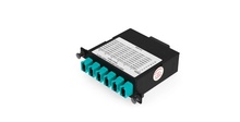 Infinium M4 Cassette with 3 MPO MTO 1 MPO MTIER 4 - Universal Non-Flipped Polarity - OM4 - APC - Aqua Infinium M4 Cassette with 3 MPO MTO 1 MPO MTIER 4 - Universal Non-Flipped Polarity - OM4 - APC - Aqua