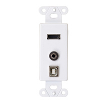 HDMI®, USB and 3.5mm Audio Pass Through Decorative Wall Plate - White HDMI®, USB and 3.5mm Audio Pass Through Decorative Wall Plate - White