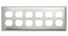 6-Gang 302/304 Stainless Steel Wall Plate, 6 Duplex Receptacle Openings