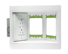Three Gang Recessed TV Box with Metal Electrical Box, White Three Gang Recessed TV Box with Metal Electrical Box, White