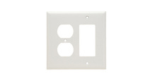Junior Jumbo 2-Gang Thermoset Wall Plate, 1 Duplex Receptacle, 1 Decorator, White Junior Jumbo 2-Gang Thermoset Wall Plate, 1 Duplex Receptacle, 1 Decorator, White