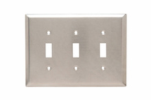 Junior Jumbo 3-Gang 302/304 Stainless Steel Wall Plate, Toggle Switch Openings Junior Jumbo 3-Gang 302/304 Stainless Steel Wall Plate, Toggle Switch Openings