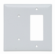Junior Jumbo 2-Gang Thermoset Wall Plate, 1 Blank, 1 Decorator, White