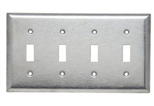 4-Gang 430 Stainless Steel Wall Plate, 4 Toggle Switch Openings 4-Gang 430 Stainless Steel Wall Plate, 4 Toggle Switch Openings