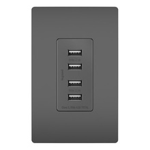 radiant® 4.2A Quad Type A USB Charger, Black