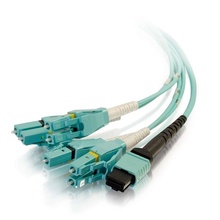 6.6ft (2m) MTP® Compatible MPO to 4 Duplex Fiber Breakout Cable OM4 riser Rated (OFNR) 6.6ft (2m) MTP® Compatible MPO to 4 Duplex Fiber Breakout Cable OM4 riser Rated (OFNR)